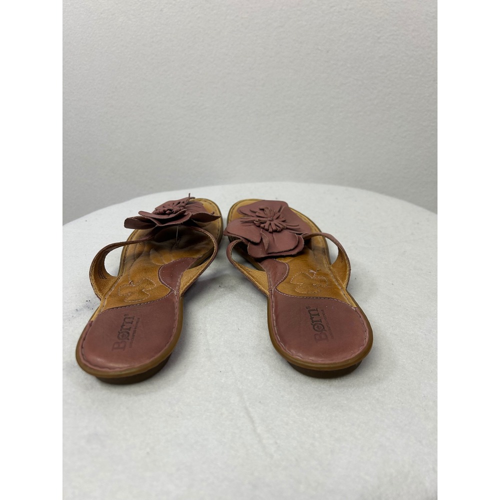 Boho Floral Born Womens 10 Dusty Rose Leather 3D Flower Thong Sandals W71921 - Picture 10 of 10